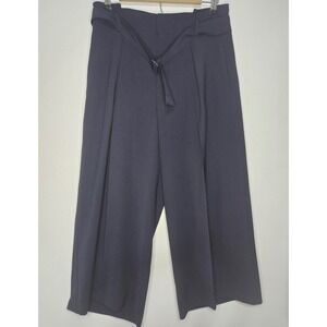 Vince Navy Wide Leg Cropped Culottes Pants Women 4 Old Money Minimalist Academia